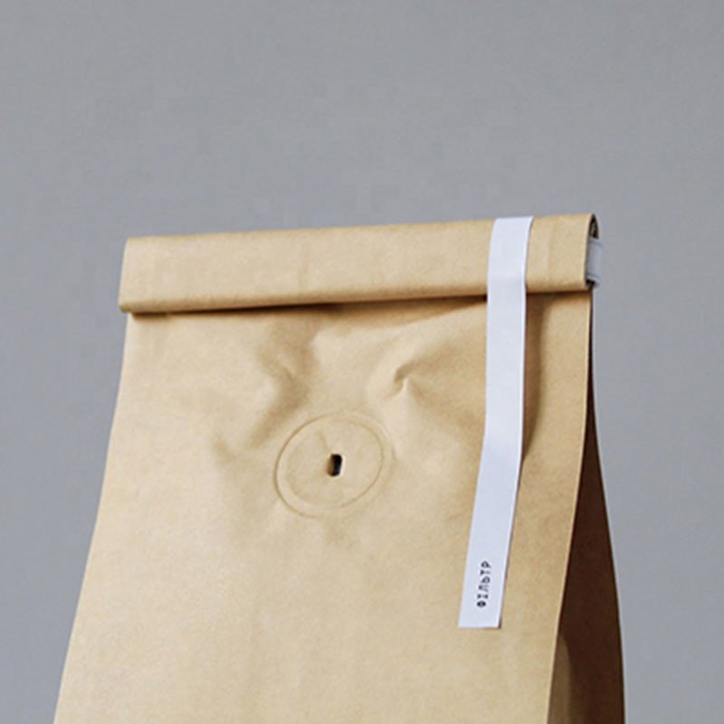 Private label individual custom printed kraft paper flat bottom tin tie coffee bean bags