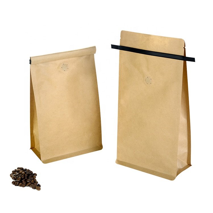 Private label individual custom printed kraft paper flat bottom tin tie coffee bean bags