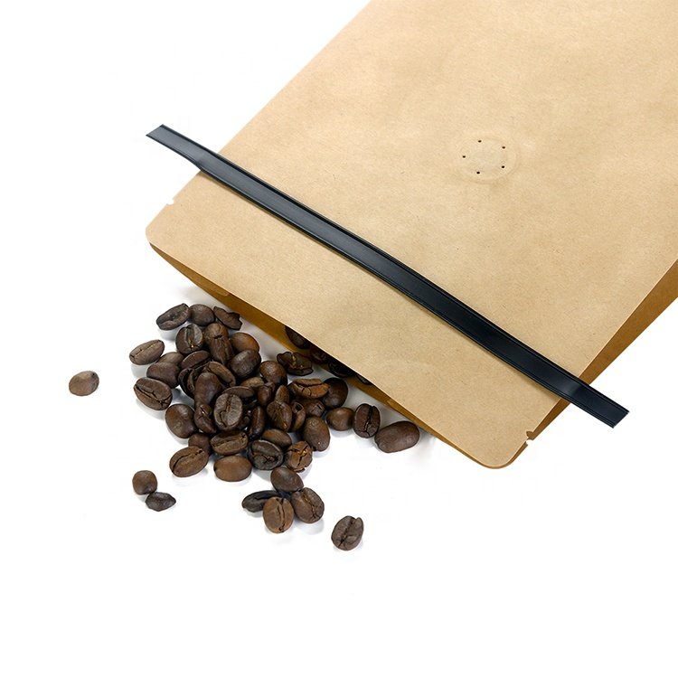 Private label individual custom printed kraft paper flat bottom tin tie coffee bean bags