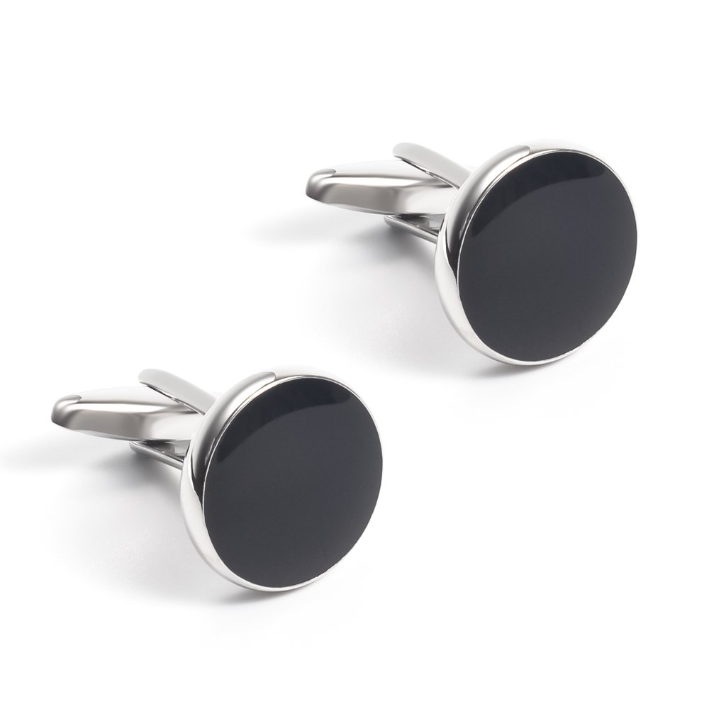 Best selling copper material round black enamel classic cufflinks for men for business day