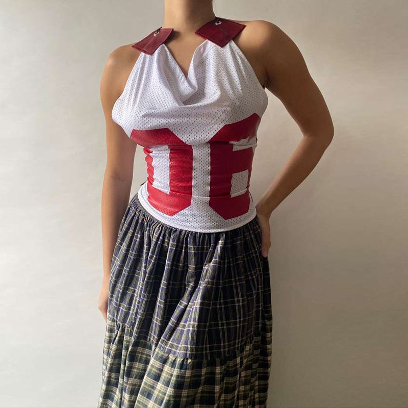 Sexy halter backless tie-up v neck tight slim halter top women camisole