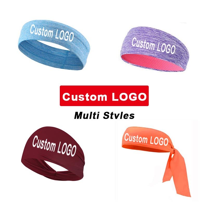  2024 Wholesale Custom Logo Elastic Hairband Long Sport Sweatband Hair sports headband