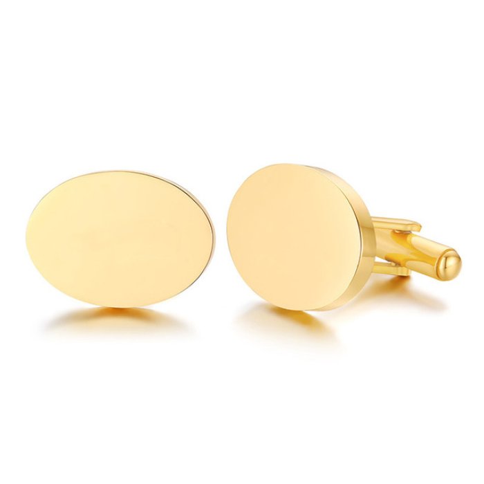 Customized Classic Stainless Steel Oval Cufflinks Blanks Business Suit Shirt's Elegant Tie Clip Weddings Other Personal Engraved
