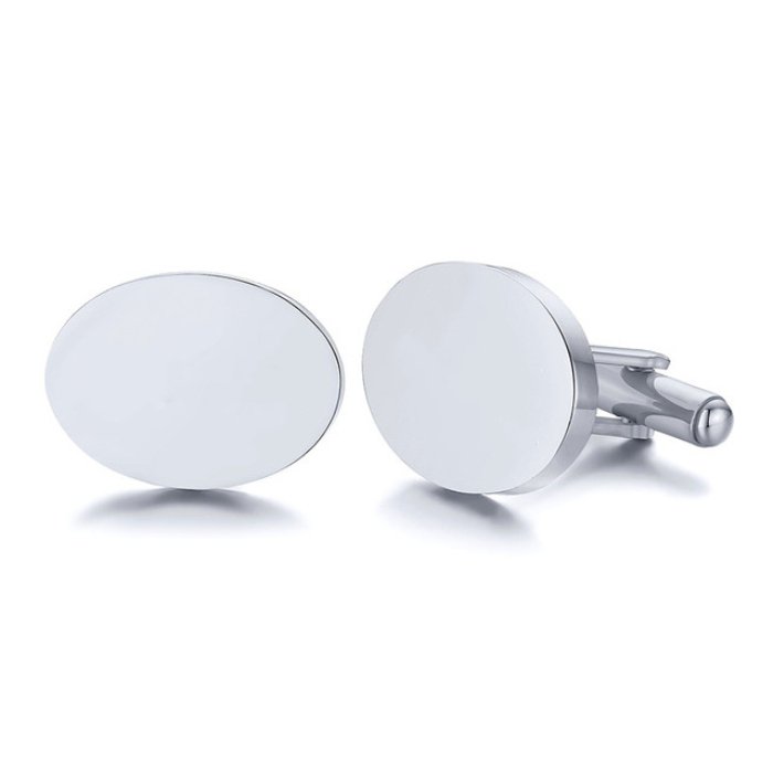 Customized Classic Stainless Steel Oval Cufflinks Blanks Business Suit Shirt's Elegant Tie Clip Weddings Other Personal Engraved