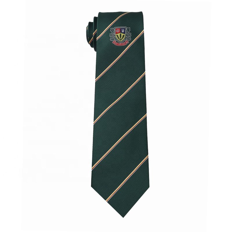 Custom Designer OEM Logo Necktie Badges Jacquard College School Polyester Tie Multi-color Woven Striped School Tie For Boys