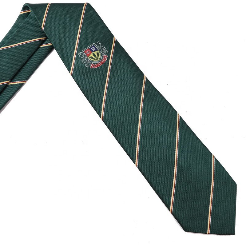 Custom Designer OEM Logo Necktie Badges Jacquard College School Polyester Tie Multi-color Woven Striped School Tie For Boys