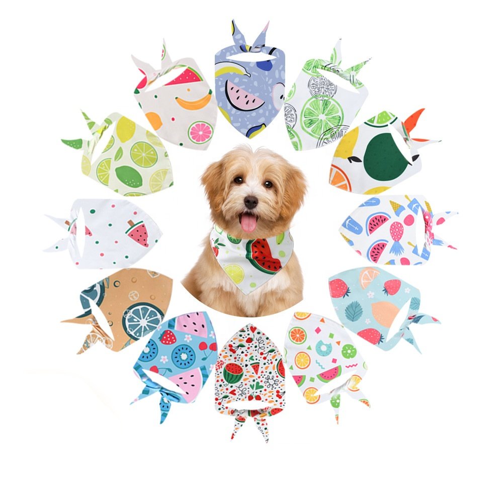 Adjustable Dog Scarf Accessories Fruit Pattern Pet Triangle Towel For Cat Supplies Pet Saliva Towel Collar for Dog Bibs Bandage