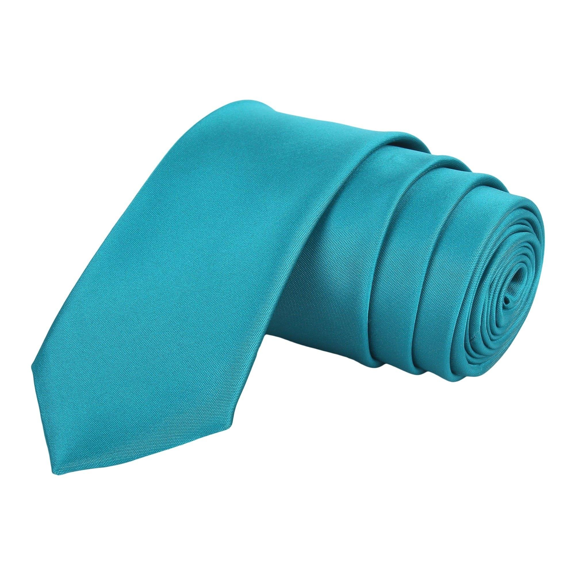 Cyan Solid Silk Necktie with Jacquard Pattern Woven Wool Material for Gifts in a Luxury Gift Box