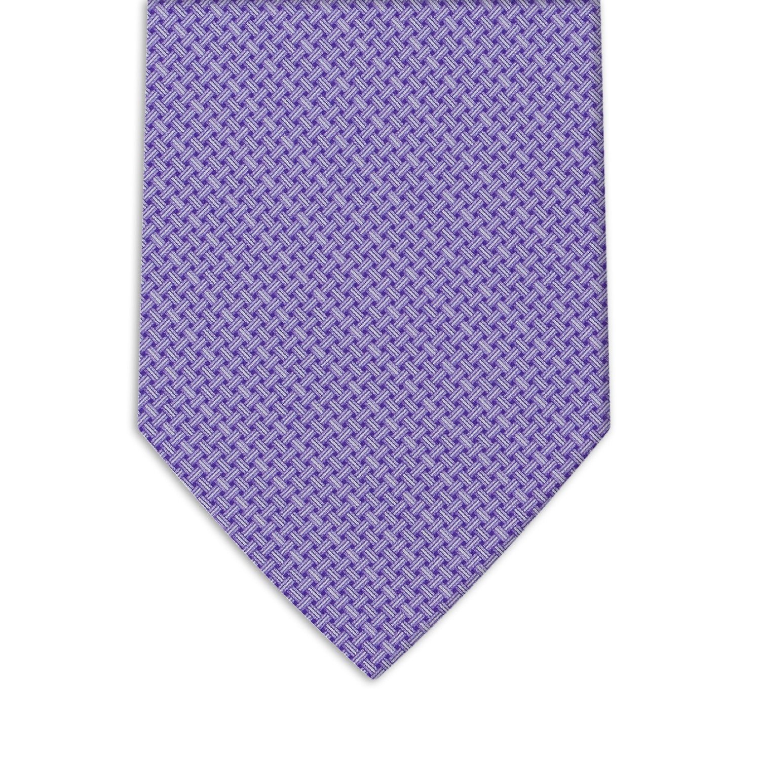 Italian 100% Silk Macerata Seven Fold Purple Business Tie Printed Dot Pattern Necktie Enhanced Professional Look Packed Gift Box