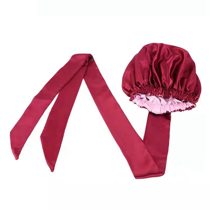 Printed ribbon double layer Headband Scarf BONNET Wide brimmed Night cap