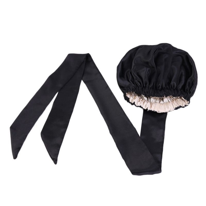 Printed ribbon double layer Headband Scarf BONNET Wide brimmed Night cap
