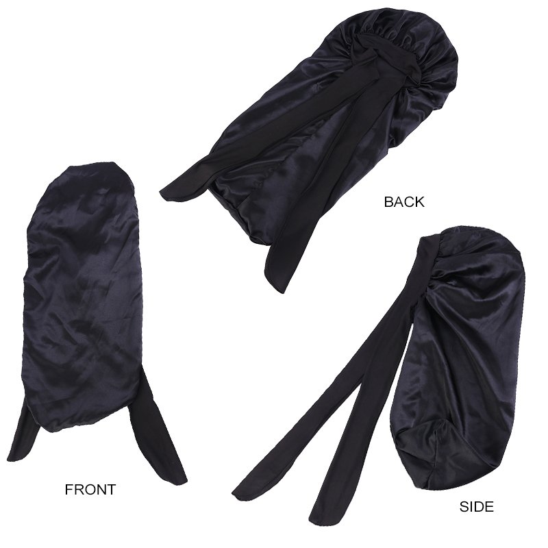Free Logo Braid Bonnets and Satin Hair Wraps Custom Satin Dreadlock Long Bonnet With Thick Elastic Melt Band Bonnets