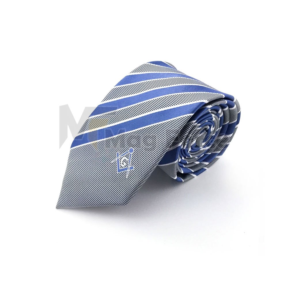 Custom Compos Logo Design Casual Masonic Tie Silk Royal Blue Men Necktie For Sale