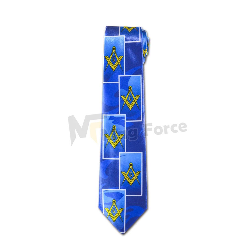 Custom Compos Logo Design Casual Masonic Tie Silk Royal Blue Men Necktie For Sale