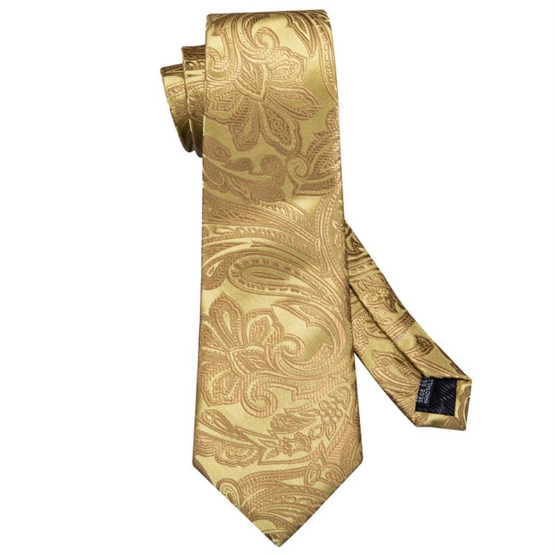 Formal Casual Business Fashion Design Dark Green Striped Woven Jacquard Men's Silk Tie Handkerchief Cufflinks Set