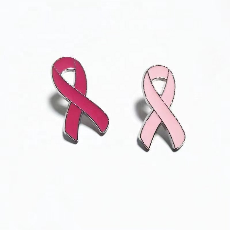Wholesale Bronze Metal Enamel Pin Badge Anti-Breast Cancer & AIDS Awareness Pink Love Ribbon Brooch Plated Technique Souvenirs