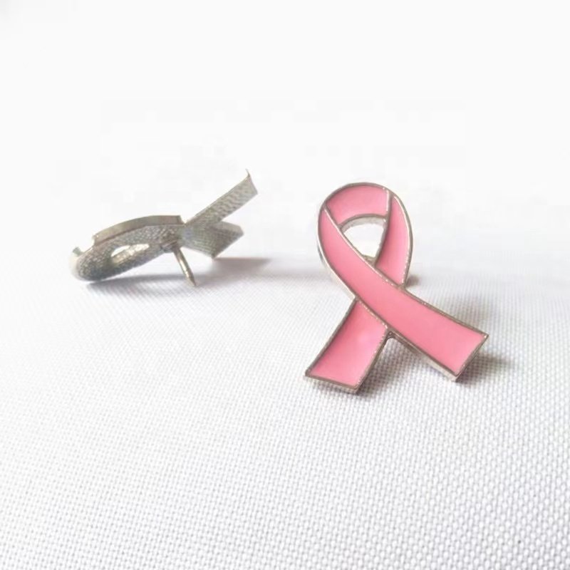 Wholesale Bronze Metal Enamel Pin Badge Anti-Breast Cancer & AIDS Awareness Pink Love Ribbon Brooch Plated Technique Souvenirs