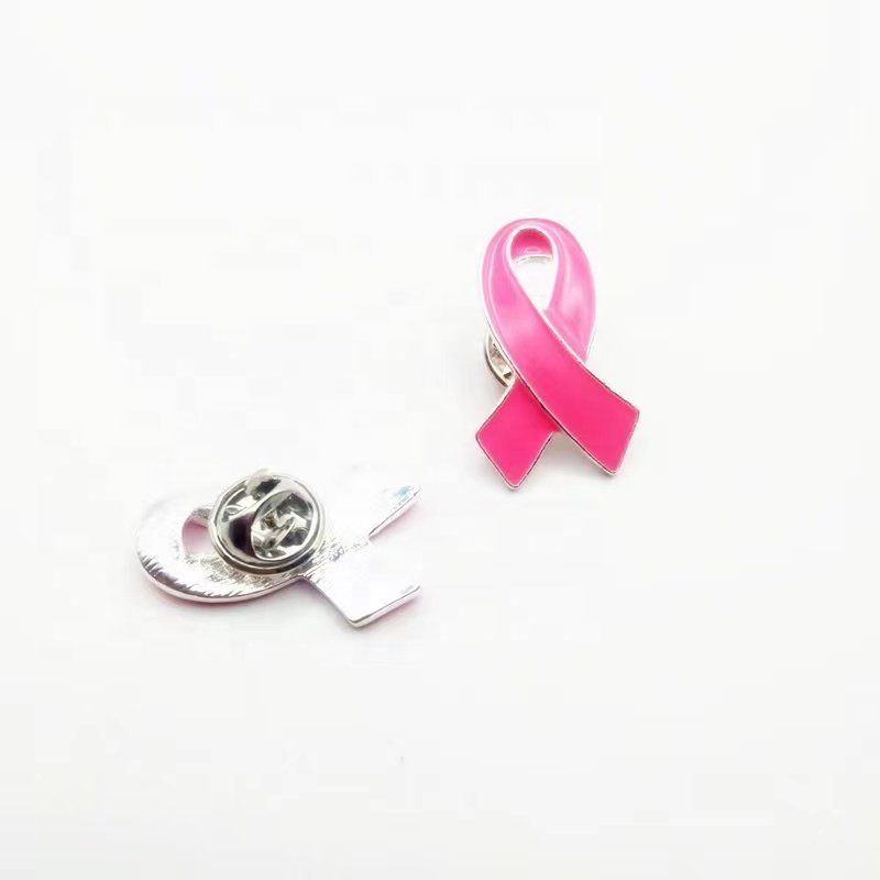 Wholesale Bronze Metal Enamel Pin Badge Anti-Breast Cancer & AIDS Awareness Pink Love Ribbon Brooch Plated Technique Souvenirs