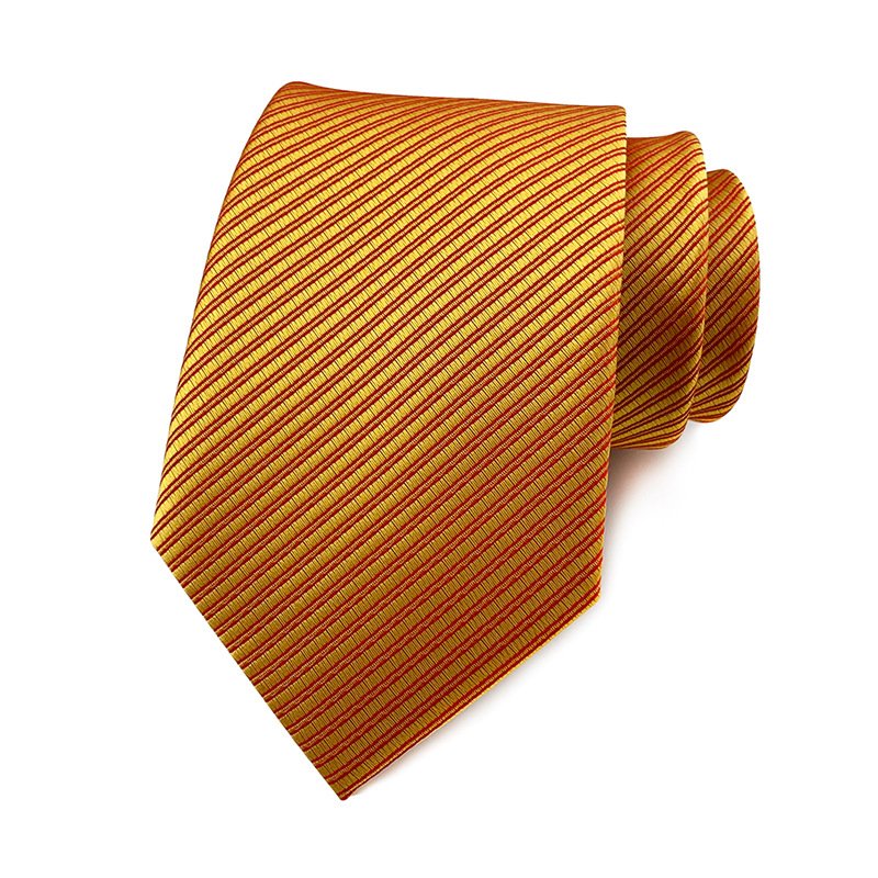 Ready to ship fashion classic 8cm solid color high density silk satin striped cheap polyester tie for men