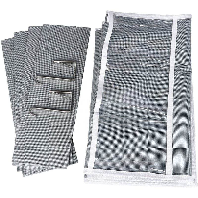 Nursery Closet Cabinet Baby Storage Door Hanging Organizer with 4 Large Pockets and 3 Small PVC Pockets for Cosmetics