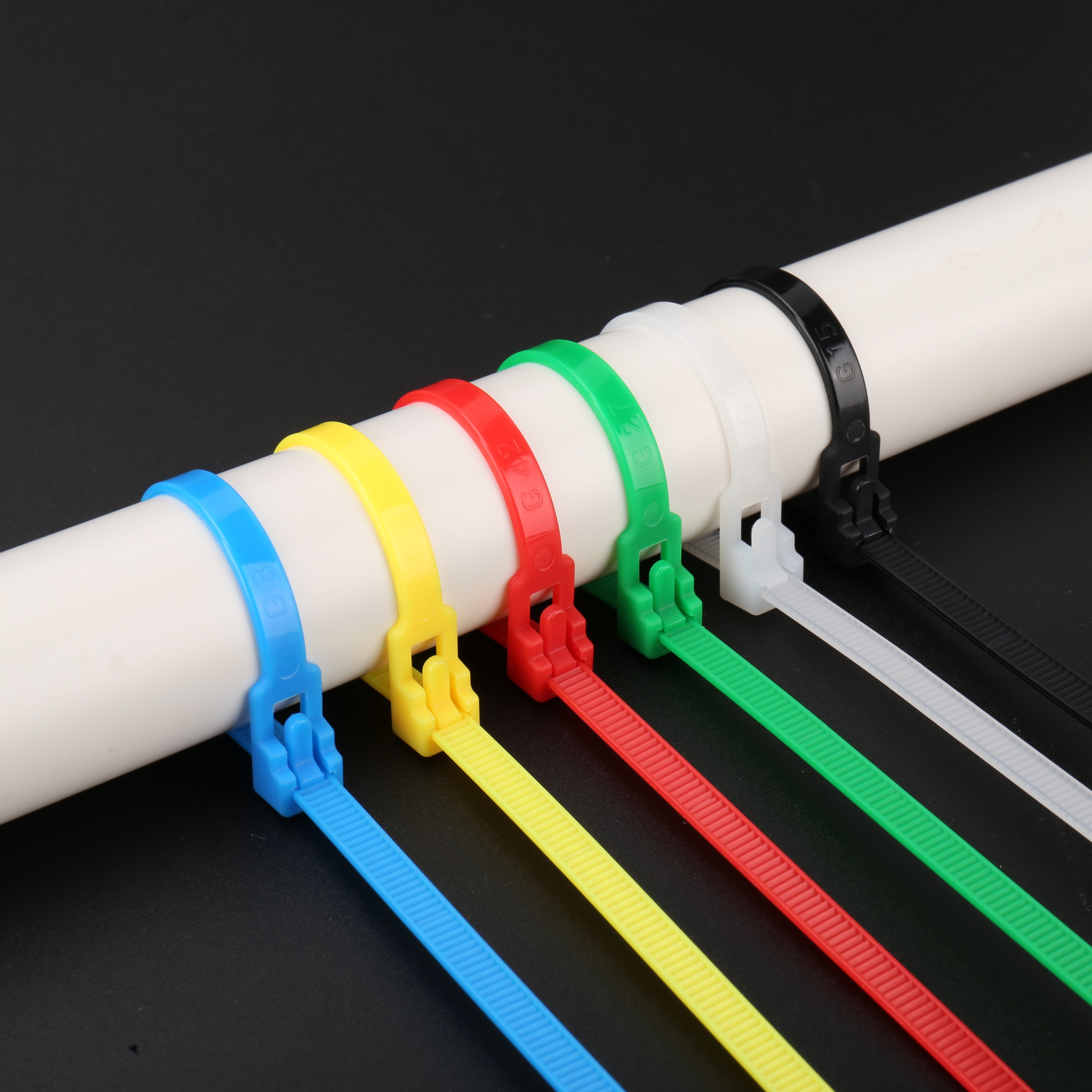 OEM wholesale colorful plastic cable tie 8x250mm(7.6) PA66 ROHS 94-V2 zip wire nylon releasable cable ties