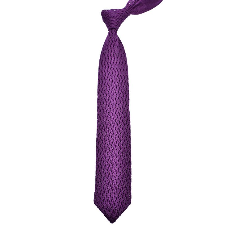 Grenadine Knitted Silk Tie Solid Black Purple Red Blank Elegant Knit Tie For Men's Accessory