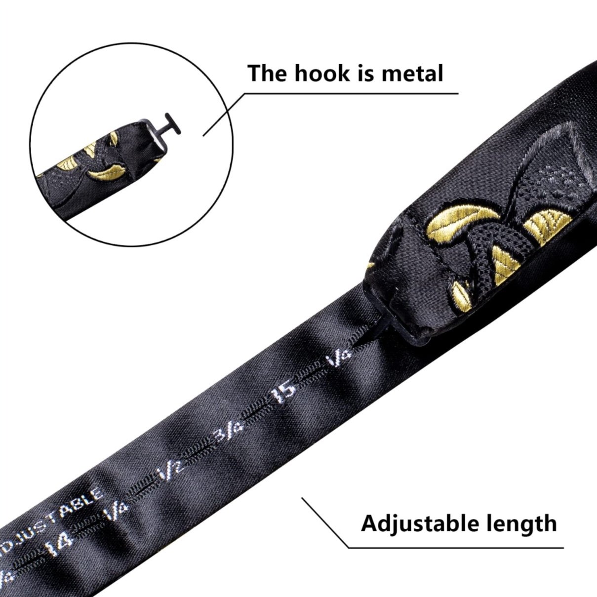 100% Pure Silk Weave Woven Jacquard Black Bowtie And hanky and Cuff-link And Pin Customization For Men Classic Ties