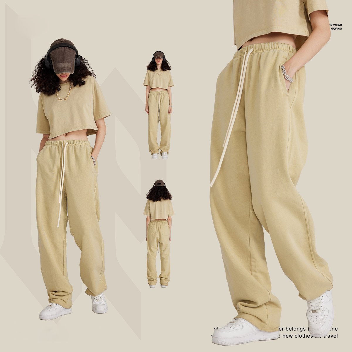 380 GSM Summer thin leisure men straight sports men drawstring loose sports pants 100% Cotton jogging pants