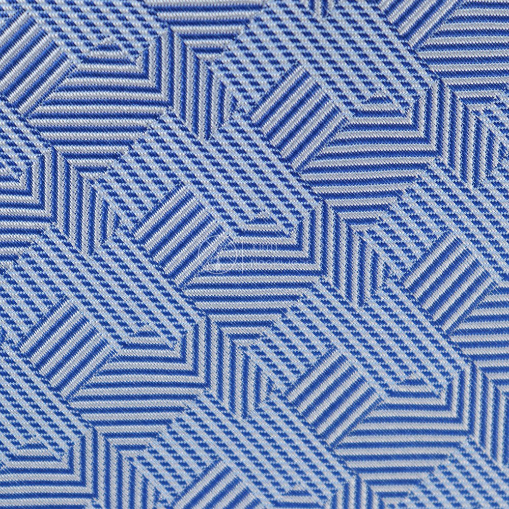 Personalized Blue Shades Geometric Logo Pattern Necktie Business Custom Silk Woven Ties for Man