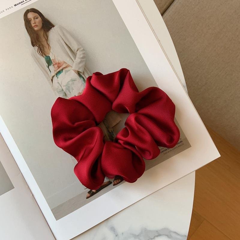 High Quality Solid Color Silk Satin Hair Scrunchies Women Elastic Hair Ties Girls Hairband Accessories Wholesale