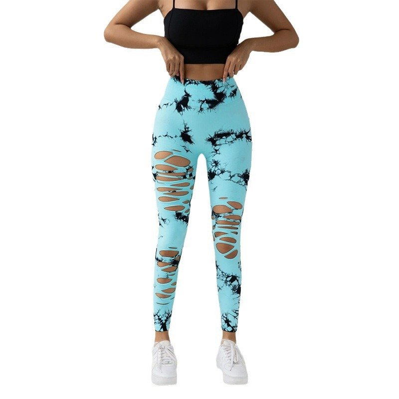 28 Colors Hollow Cross border Peach hip lifting Leggings Seamless tie dye pants Sports leggings Abdomen high Waist Yoga Pants