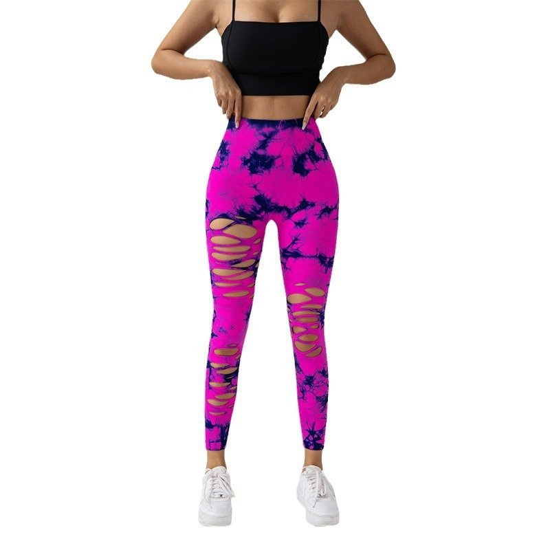 28 Colors Hollow Cross border Peach hip lifting Leggings Seamless tie dye pants Sports leggings Abdomen high Waist Yoga Pants