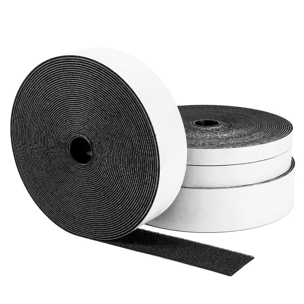 Logo Printed Self-sticky Hook and Loop Tape Roll in Bulk Adhesive Hook Loop Products Easy Quick Usage Hook Loop Tie