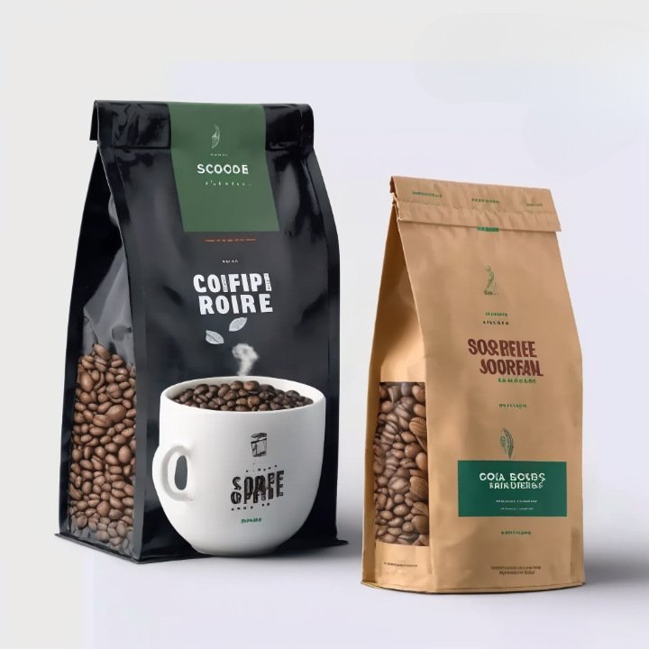 Digital Printed Custom Design 500g 1lb Coffee Powder Bag Coffee Bean Packaging Bag with Valve & Tin tie