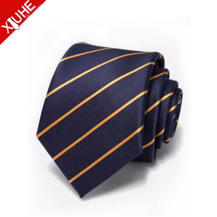 Men Dress Tie British Style Black Business Necktie Striped Custom Mens Polyester Ties