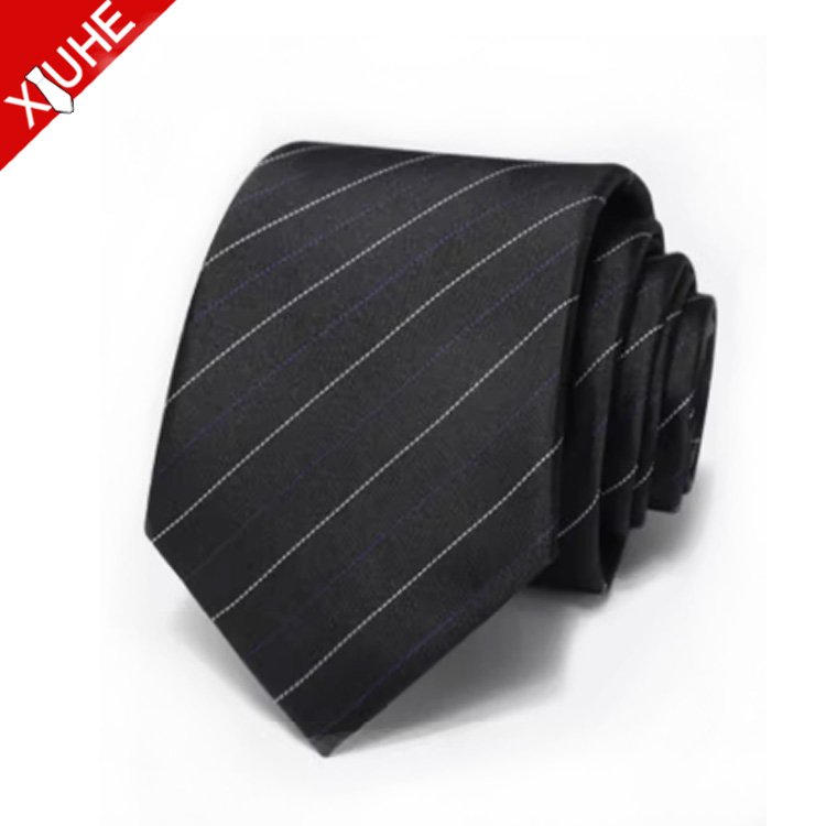 Men Dress Tie British Style Black Business Necktie Striped Custom Mens Polyester Ties