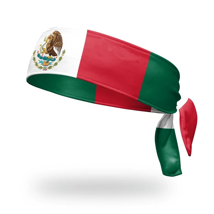 Cheap High Quality Design Personalized Logo Sublimation Sports Elastic Custom National Mexico Flag Tie Headband