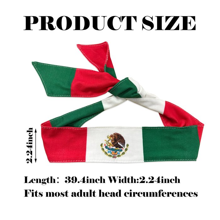 Cheap High Quality Design Personalized Logo Sublimation Sports Elastic Custom National Mexico Flag Tie Headband