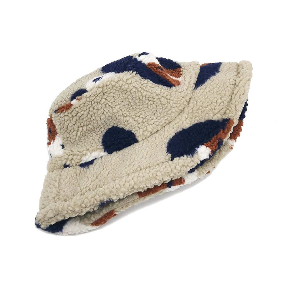 Winter Warm Faux Fur Bucket Hat Panama Cap Fashion Bowknot Cartoon Dog Fisherman Hat for Women Men