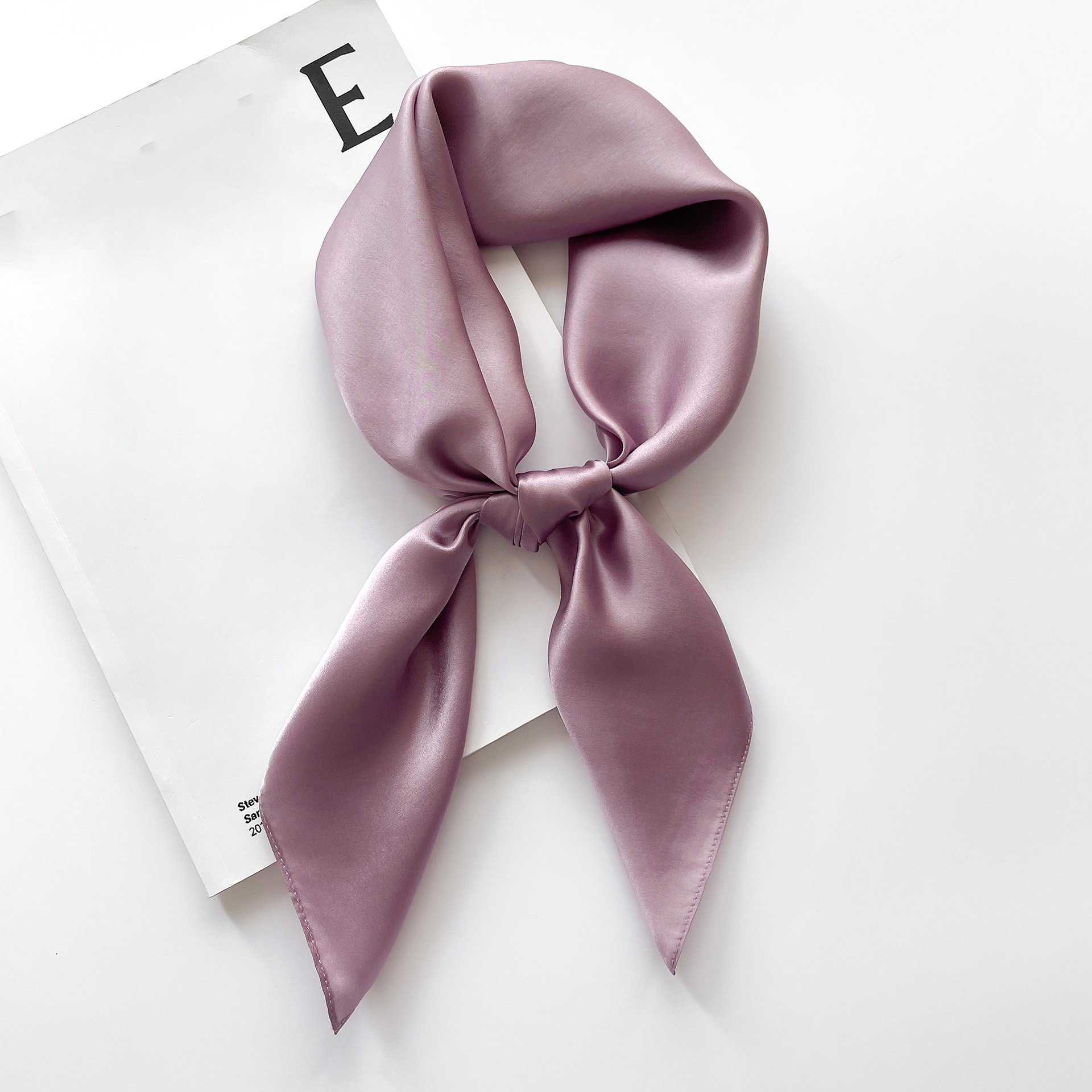 Multi-Use 70*70cm Satin Headband Scarf Solid Colors Silk Feelings Bandana Square Polyester for Spring Head Neck Hair Tie Band
