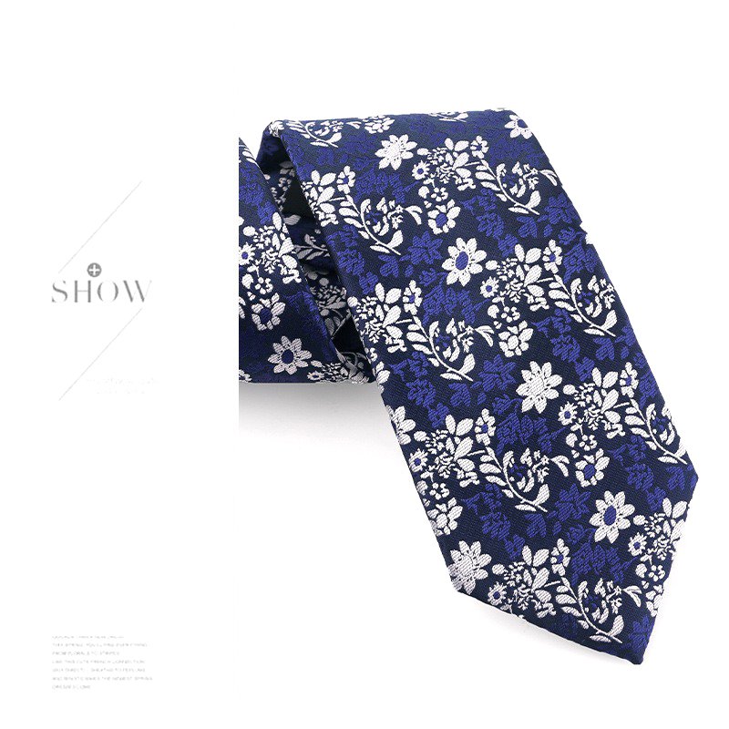 Wholesale Custom Fashion Slim 7.5CM Mens Necktie Polyester Silk Ties For Man Striped Dot Jacquard Cravat Business Party Corbatas