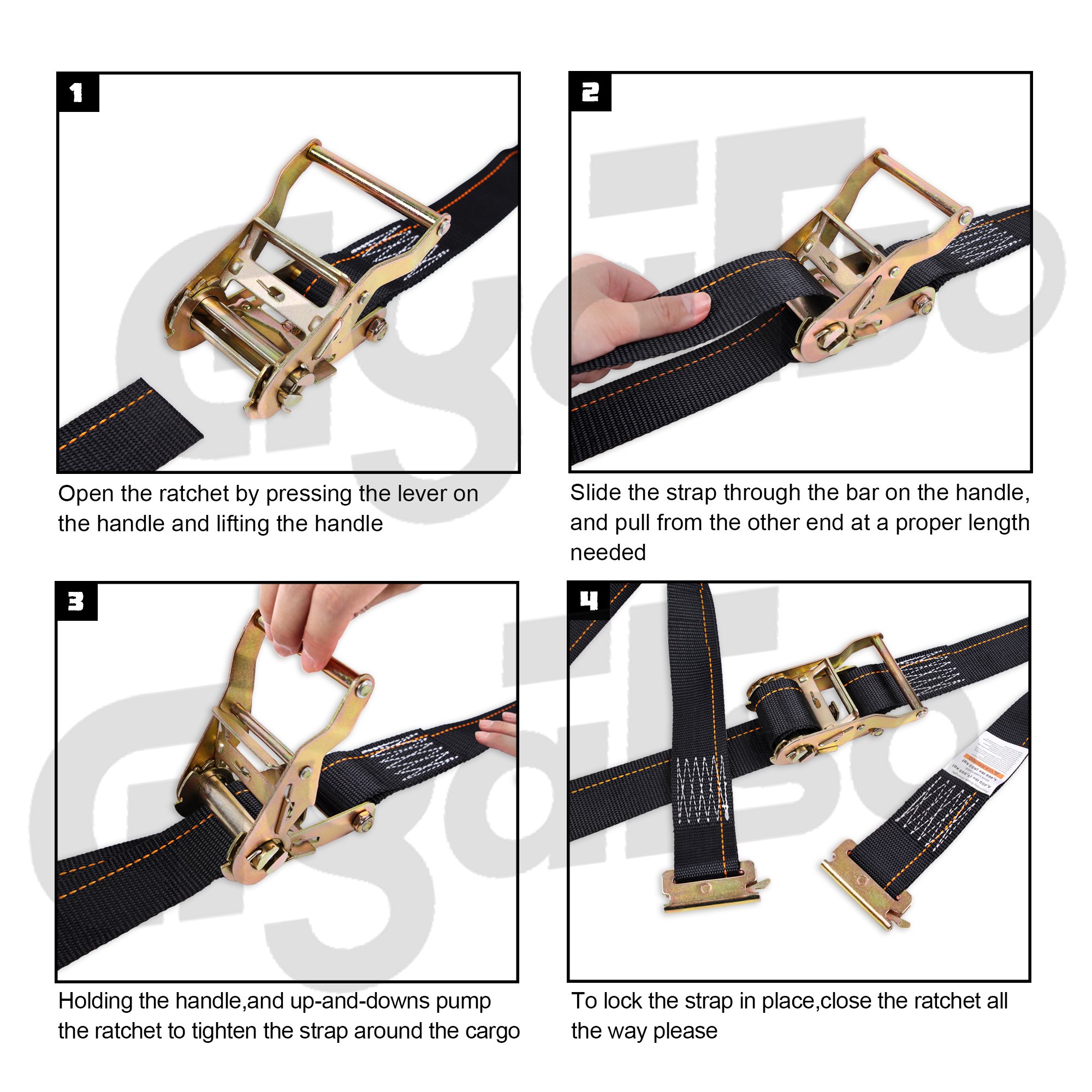 US 4400lbs logistics 2in tie down with e track hook sangles transport straps for dry vans