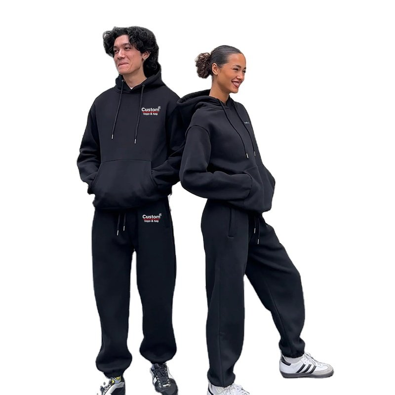 Custom Unisex Womens 2 Piece Outfit Lounge Hoodie Sweatsuit Sets Oversized Sweatshirt Baggy Fall Fashion Sweatpants with Pockets