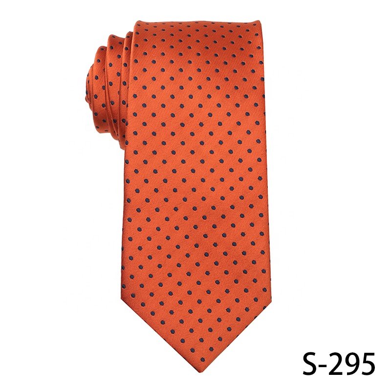 Stock Orange Micro Fibre Necktie 100% Polyester High Quality Ties For Men Fashion Jacquard Floral Ties