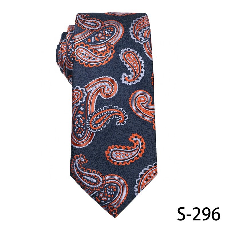 Stock Orange Micro Fibre Necktie 100% Polyester High Quality Ties For Men Fashion Jacquard Floral Ties