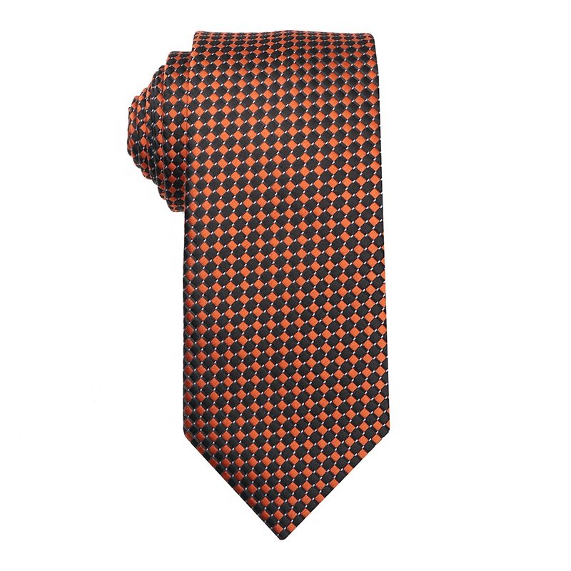 Stock Orange Micro Fibre Necktie 100% Polyester High Quality Ties For Men Fashion Jacquard Floral Ties