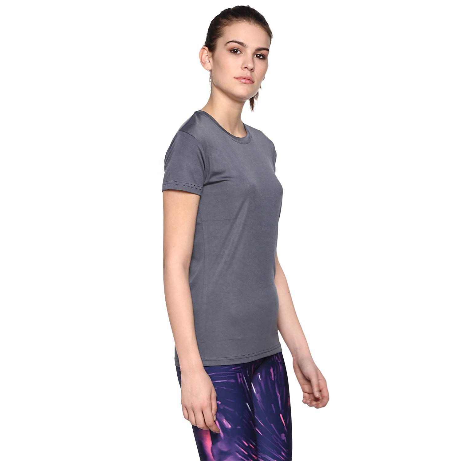 OEM Custom Streetwear Graphic Gym T-Shirt Women High Quality Cotton Spandex Short Sleeve V Neck Tie-Dye XL-for Summer Exercise
