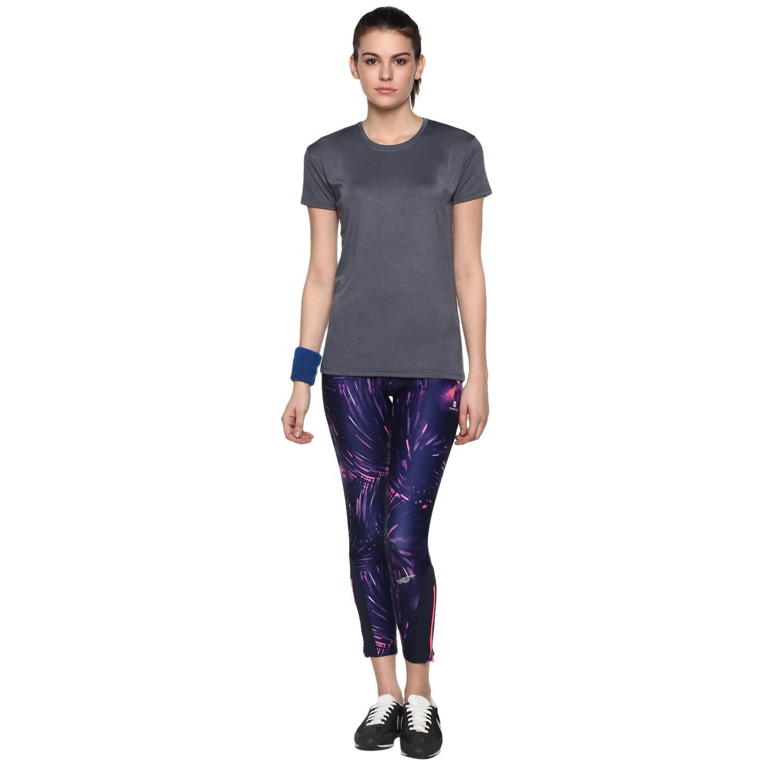 OEM Custom Streetwear Graphic Gym T-Shirt Women High Quality Cotton Spandex Short Sleeve V Neck Tie-Dye XL-for Summer Exercise