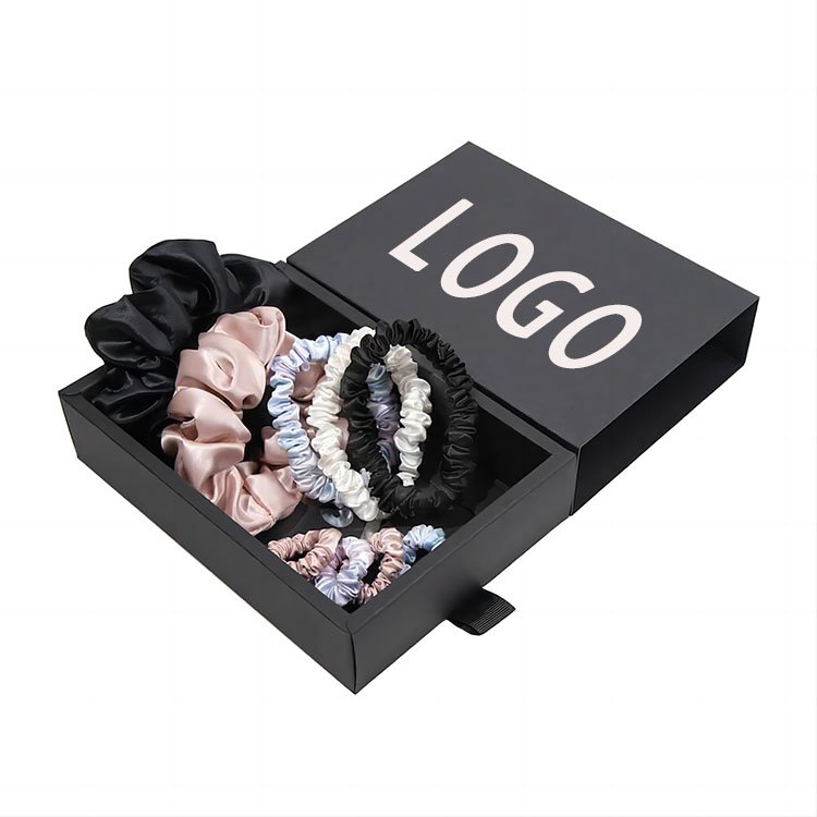 2024 new arrival wholesale Christmas satin silk hair scrunchies tie custom silk scrunchie with box
