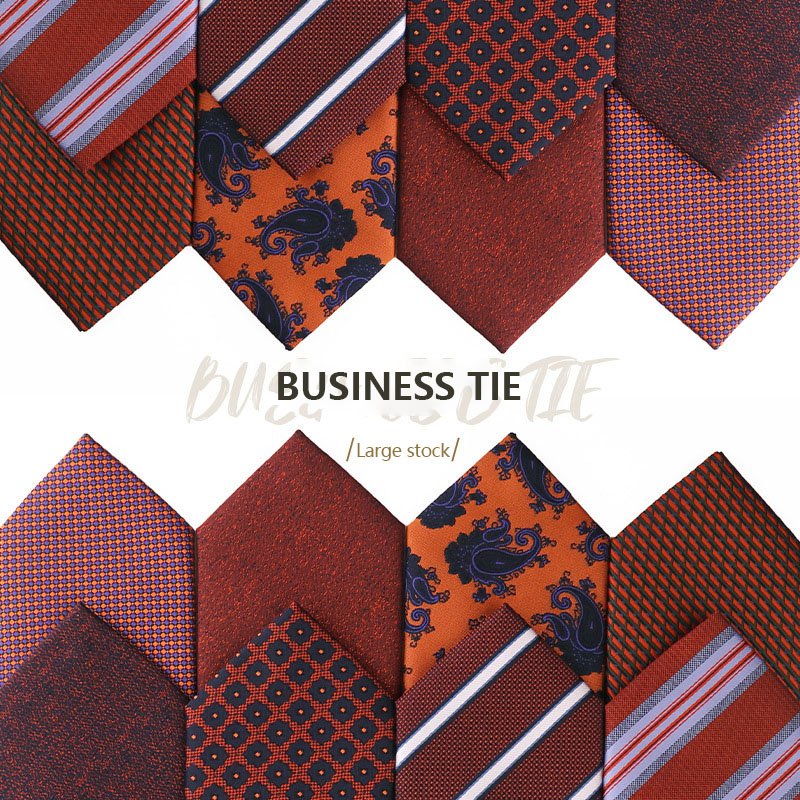 Wholesale custom orange red series business retro tie men's 1200-pin high-density polyester hand-tied suit tie